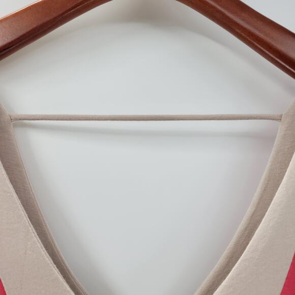 Monteau Maxi Tank Dress Womens M Beige Red Tan Color Block V Neck Sleeveless - Picture 6 of 12